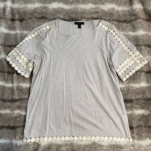 J. Crew Gray Tee with Lace Trim
